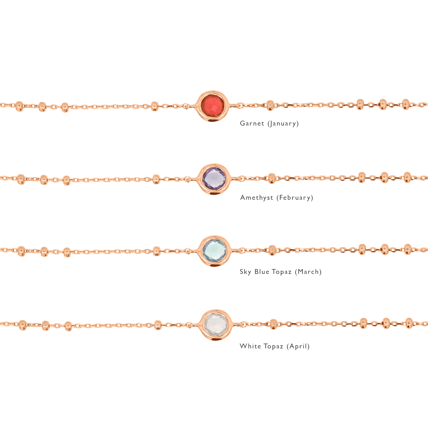 Rose Gold Birthstone Bracelet for Women - Personalized Zodiac Jewelry Gift for Birthday, Anniversary & Mother's Day | Elegant Stackable Bangle for Everyday Wear