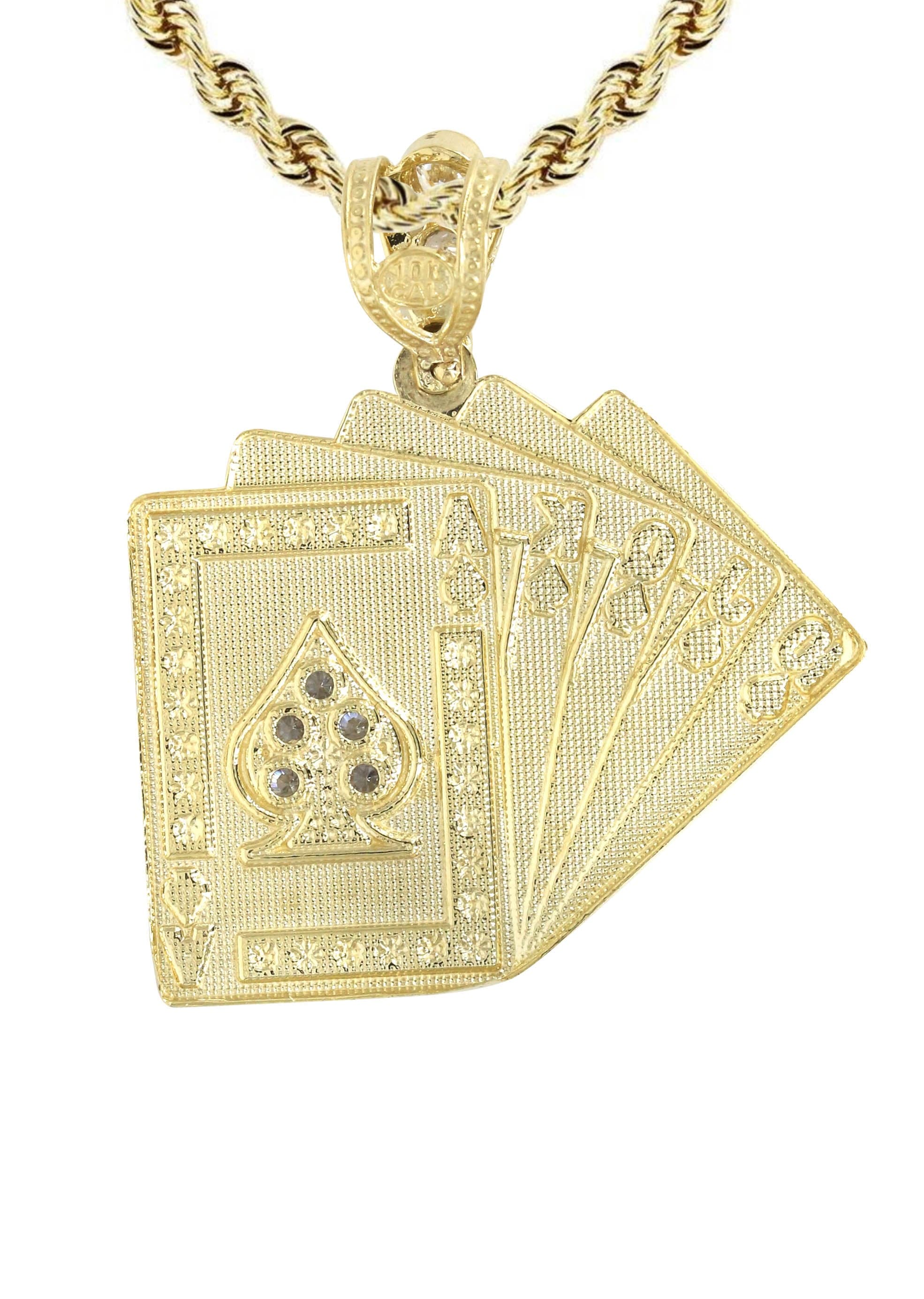 10K Yellow Gold Playing Cards Necklace - 17.3 Grams Solid Gold Poker Jewelry for Women - Perfect for Casino Nights, Poker Parties & Gift Giving