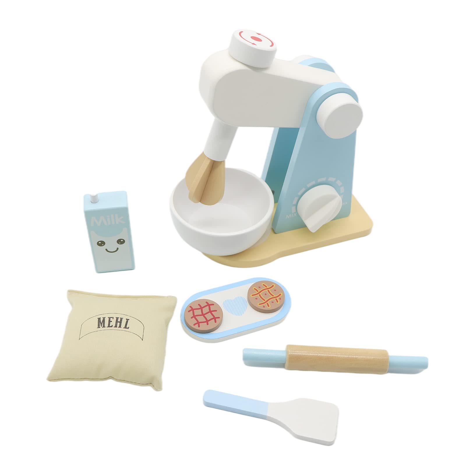 Wooden Kitchen Mixer Set - 9 Piece Pretend Play Baking Toy for Kids Ages 3-7, Educational Learning Toy for Boys & Girls, Perfect Birthday Gift - Ideal for Pretend Play, Early Childhood Development & Interactive Kitchen Role Play