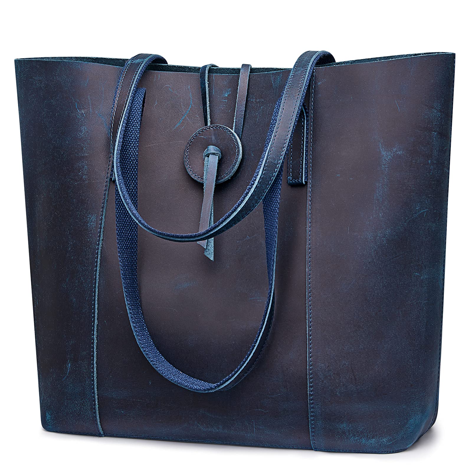 Vintage Genuine Leather Tote Bag for Women - Large Shoulder Purse Handbag - Perfect for Work, Travel & Everyday Use