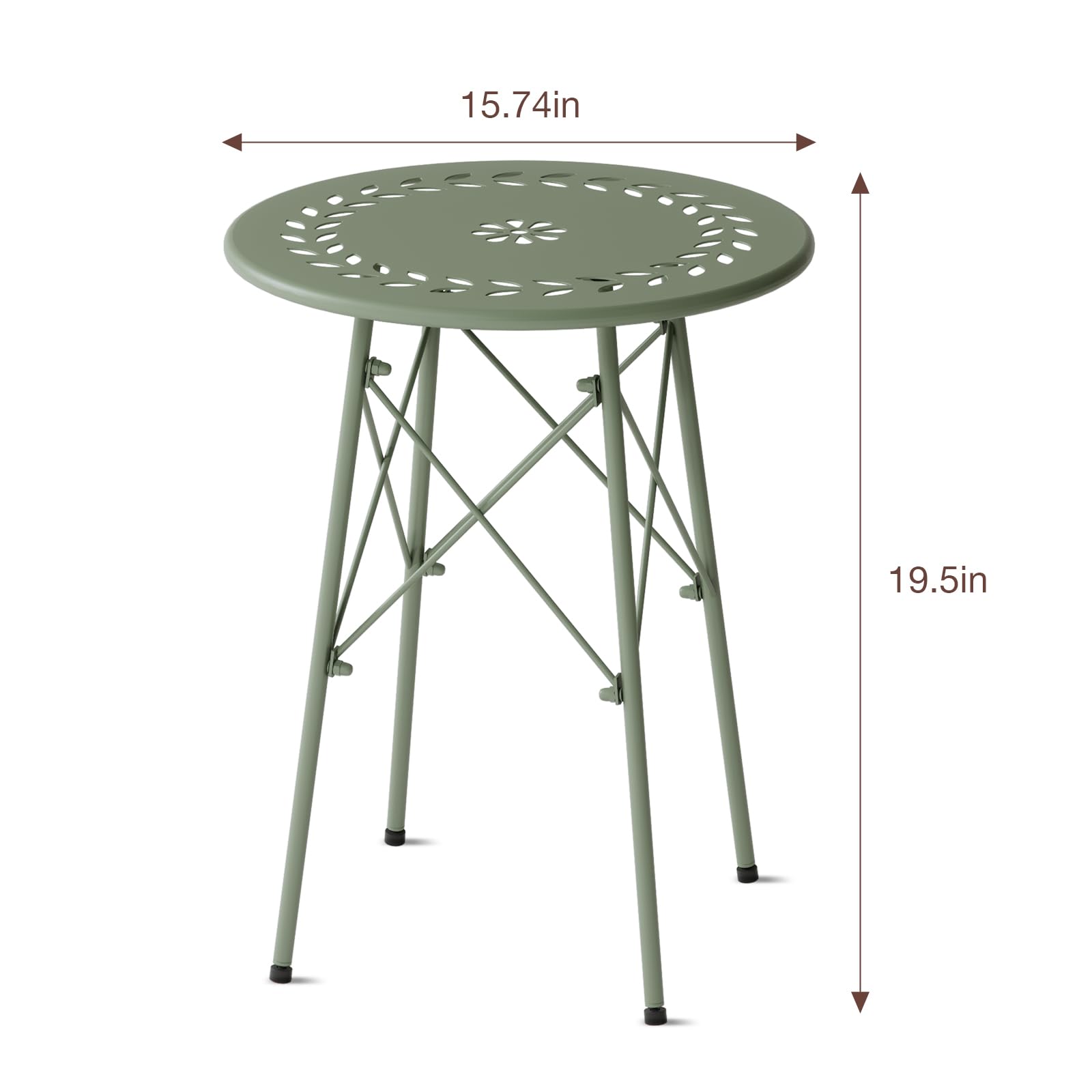 XIV Outdoor Side Table - Small Round Metal Patio Table, Weatherproof & Durable Accent Table for Garden, Balcony, Yard (Green) | Perfect for Outdoor Lounging, Poolside Drinks & Backyard Decor