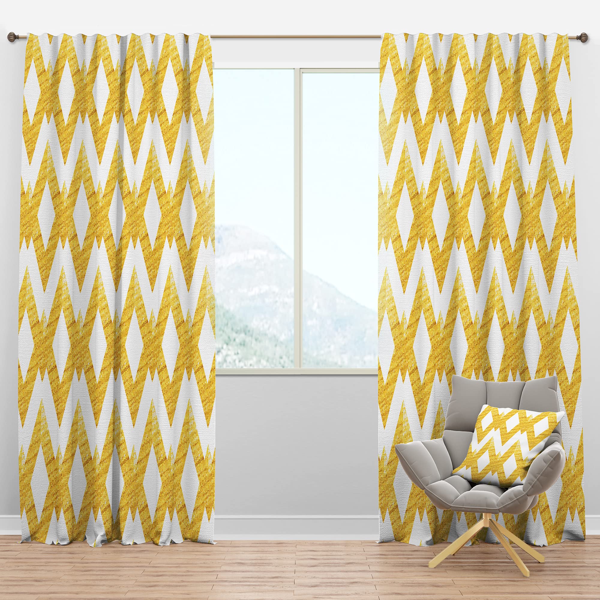 DesignQ Blackout Curtains with Gold Glittering Lines Pattern - Thermal Insulated Single Panel (52x120 inches) for Bedroom & Living Room - Perfect for Light Blocking, Privacy & Temperature Control
