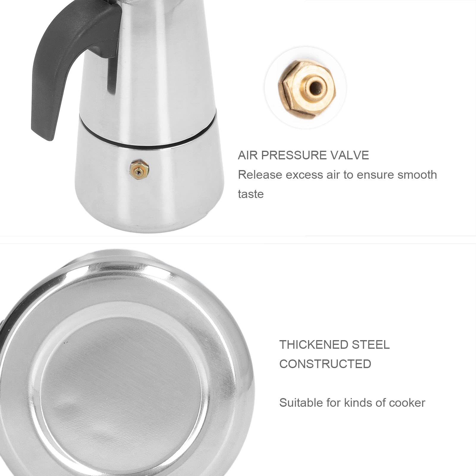 Premium Stovetop Espresso Maker - Italian Moka Pot Coffee Maker with Stainless Steel Construction - Classic Percolator for Rich Espresso at Home, Office or Camping - Perfect for Coffee Lovers & Gift Giving