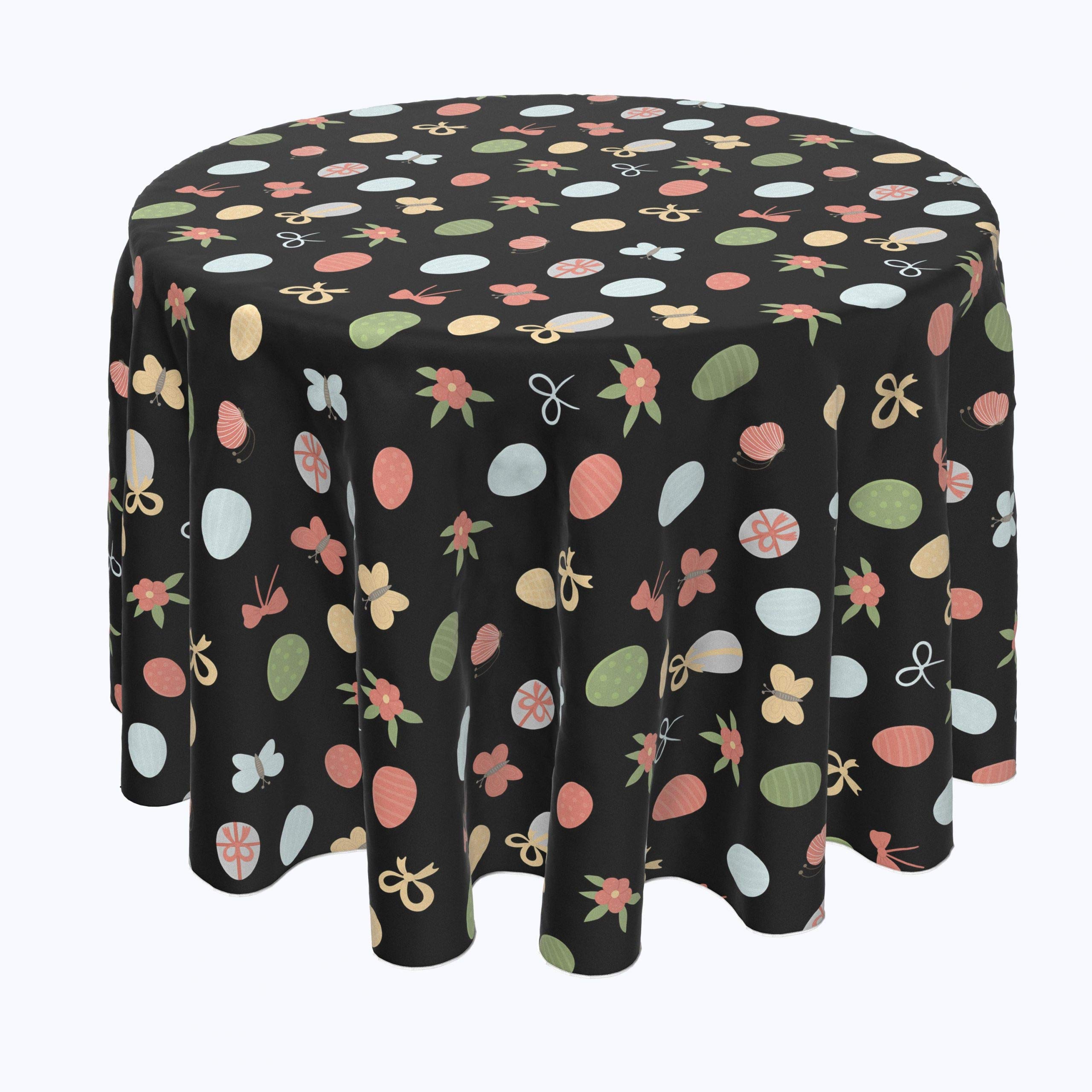 Round Tablecloth 108 Inches - 100% Polyester Washable Fabric for Dining Table - Perfect for Easter Dinner, Holiday Gatherings & Special Occasions