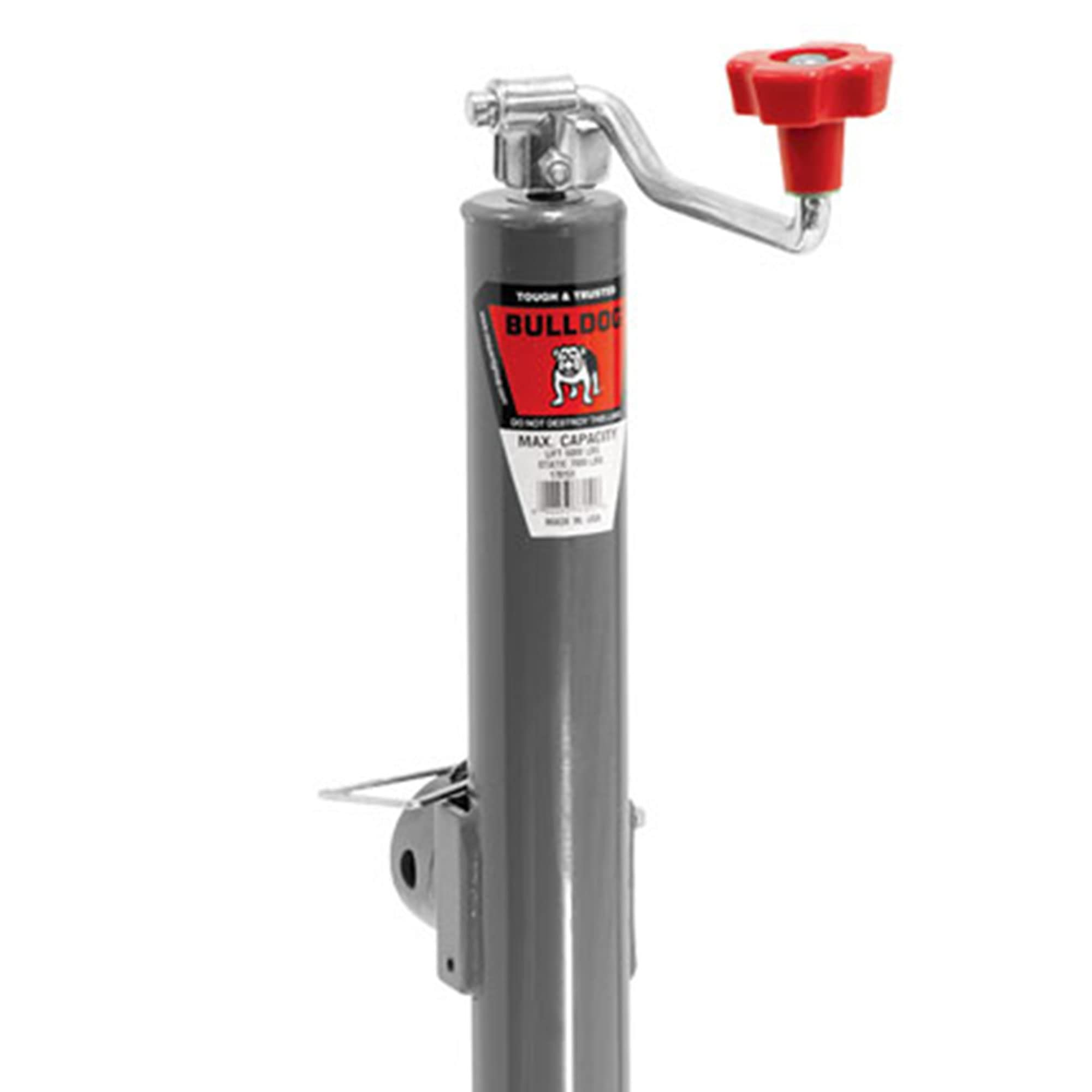 Bulldog Swivel Jack - 15-Inch Travel, Weld-On Tubular Mount, 5000 lb Lift Capacity with Foot Plate | Heavy Duty Trailer & RV Leveling Jack for Camping & Towing