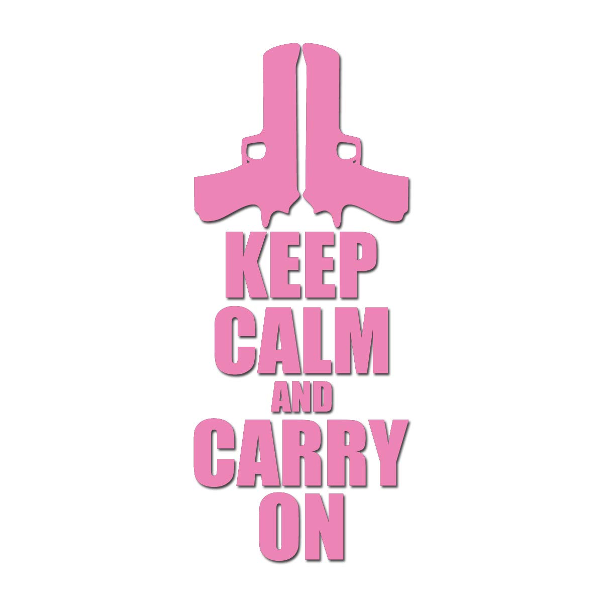 Keep Calm and Carry On Handgun 8-inch Light Pink Vinyl Decal for Milk Mugs - Funny Coffee Cup Sticker for Office, Home & Gifts
