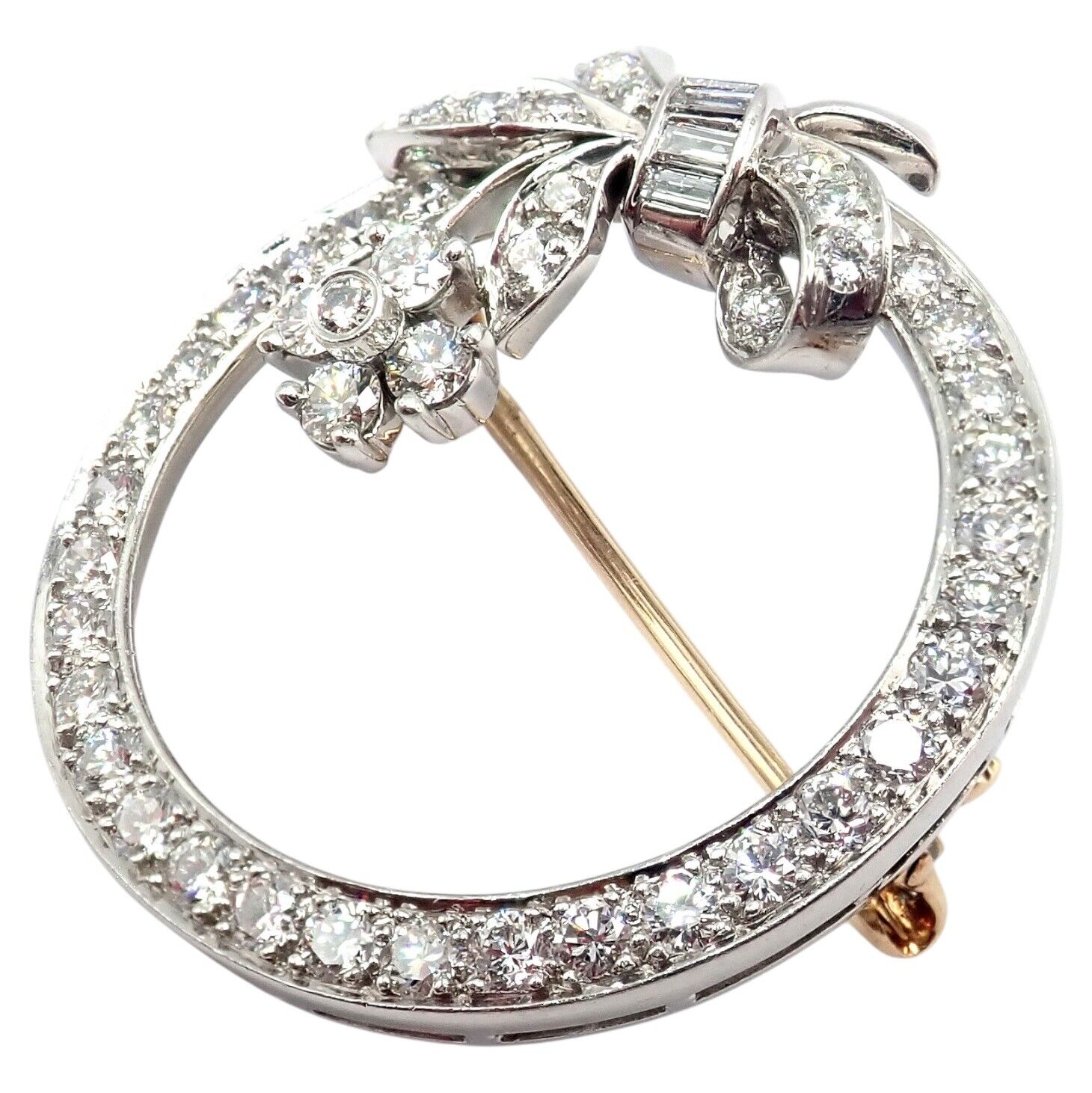 Authentic Tiffany & Co. Vintage 1920's Platinum Circle Pin Brooch with 2.1ct Diamonds - Elegant Antique Jewelry for Collectors & Special Occasions
