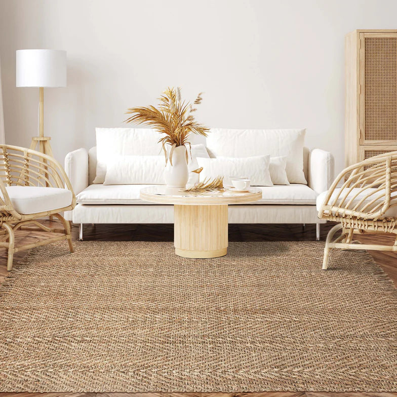 Natural Braided Jute Fringe Indoor Area Rug - Boho Chic Home Decor for Living Room, Bedroom & Nursery | Soft & Durable Floor Mat for Cozy Spaces