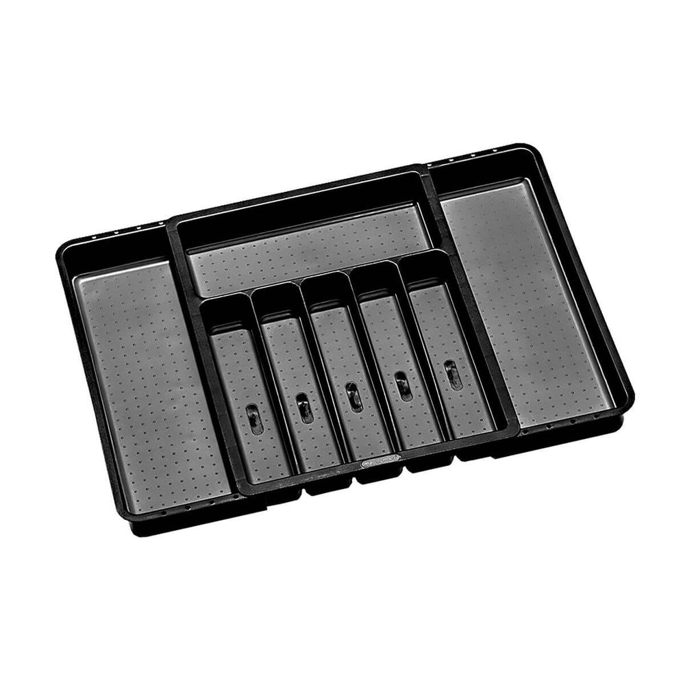 Expandable 8-Compartment Cutlery Tray with Grip Base - Carbon Gray - Perfect for Kitchen Utensil Organization in Drawers & Cabinets