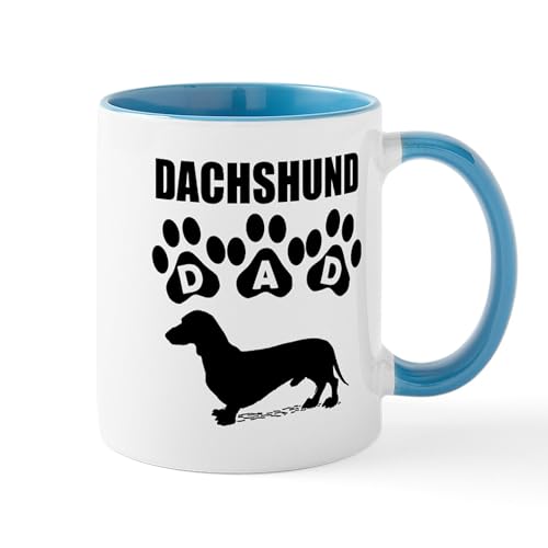 White/Blue Inside - Dachshund Dad Mugs