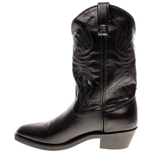 Laredo Men's McComb Round Toe Mid Calf Boots - Black Leather Work Boots for Outdoor, Construction & Casual Wear