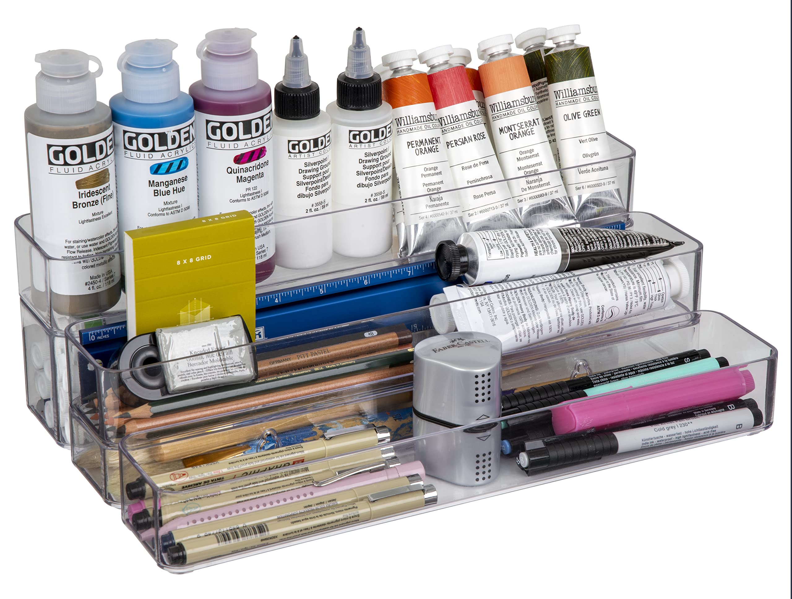 ArtBin 6959AG 2-in-1 Wall and Desktop Organizer - Clear Stadium Style Storage Solution for Office, Craft Room & Home Organization