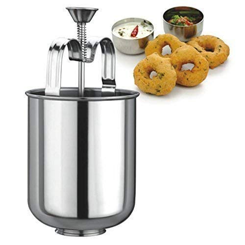 Premium Stainless Steel Medu Vada Maker with Stand - Commercial Grade Indian Snack Maker for Perfect Round Vadas - Ideal for Restaurants, Catering & Home Cooking