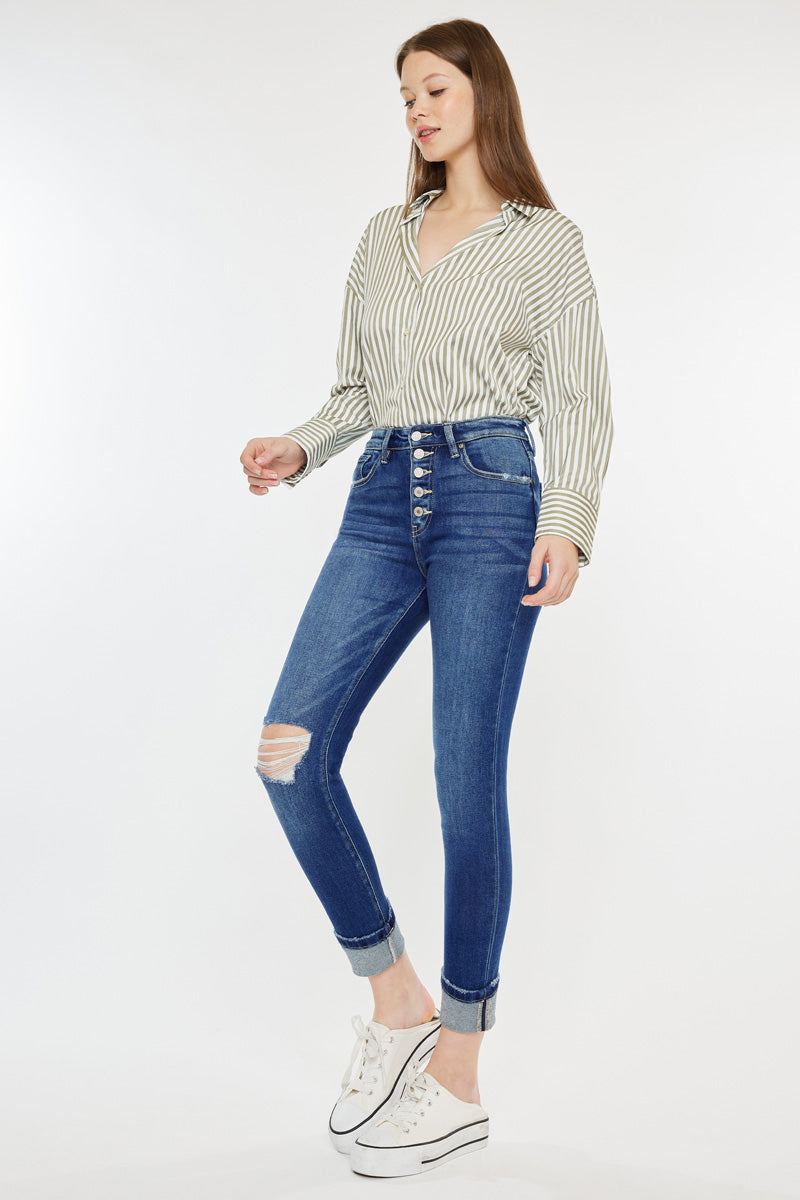 Sparrow High Rise Cigarette Leg Jeans for Women - Slim Fit Stretch Denim Pants - Perfect for Work, Casual Outfits & Night Out