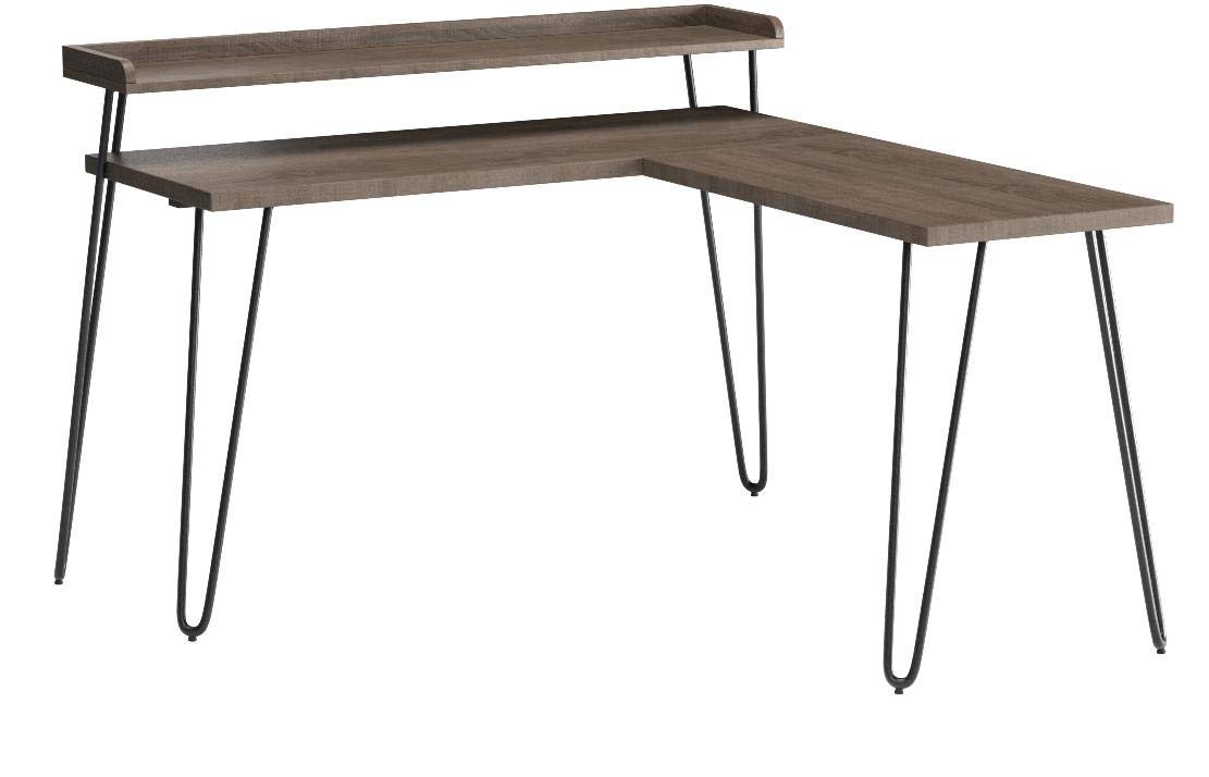 Ameriwood Home Haven L-Shaped Desk with Riser - Distressed Gray Oak Finish, Home Office Computer Desk for Work & Study, Perfect for Small Spaces & Remote Work