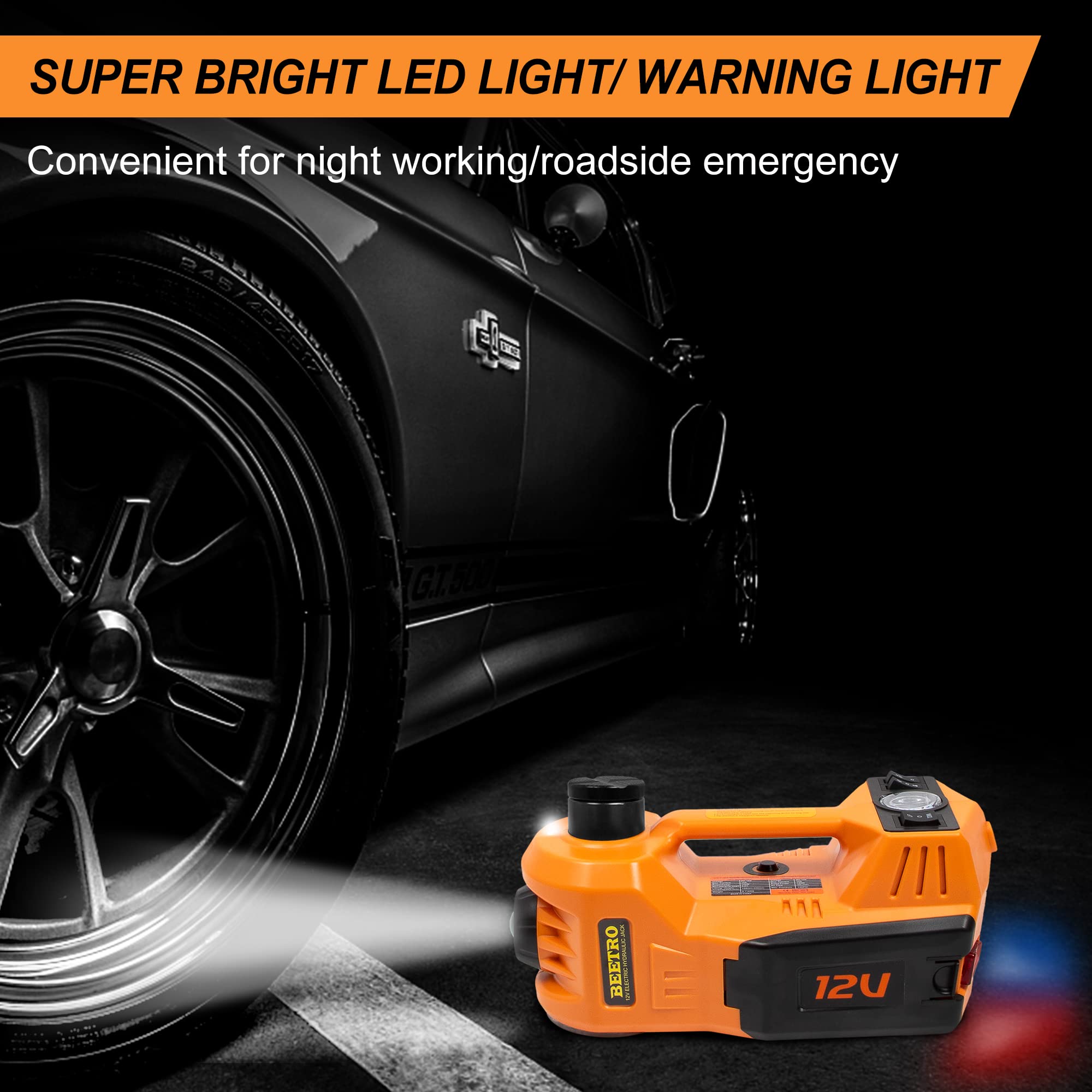 BEETRO 5 Ton 12V Electric Car Jack Kit with Electric Wrench & Tire Inflator Pump - Portable SUV MPV Sedan Tire Change & Garage Repair Tool for Emergency Roadside Assistance & Home Vehicle Maintenance