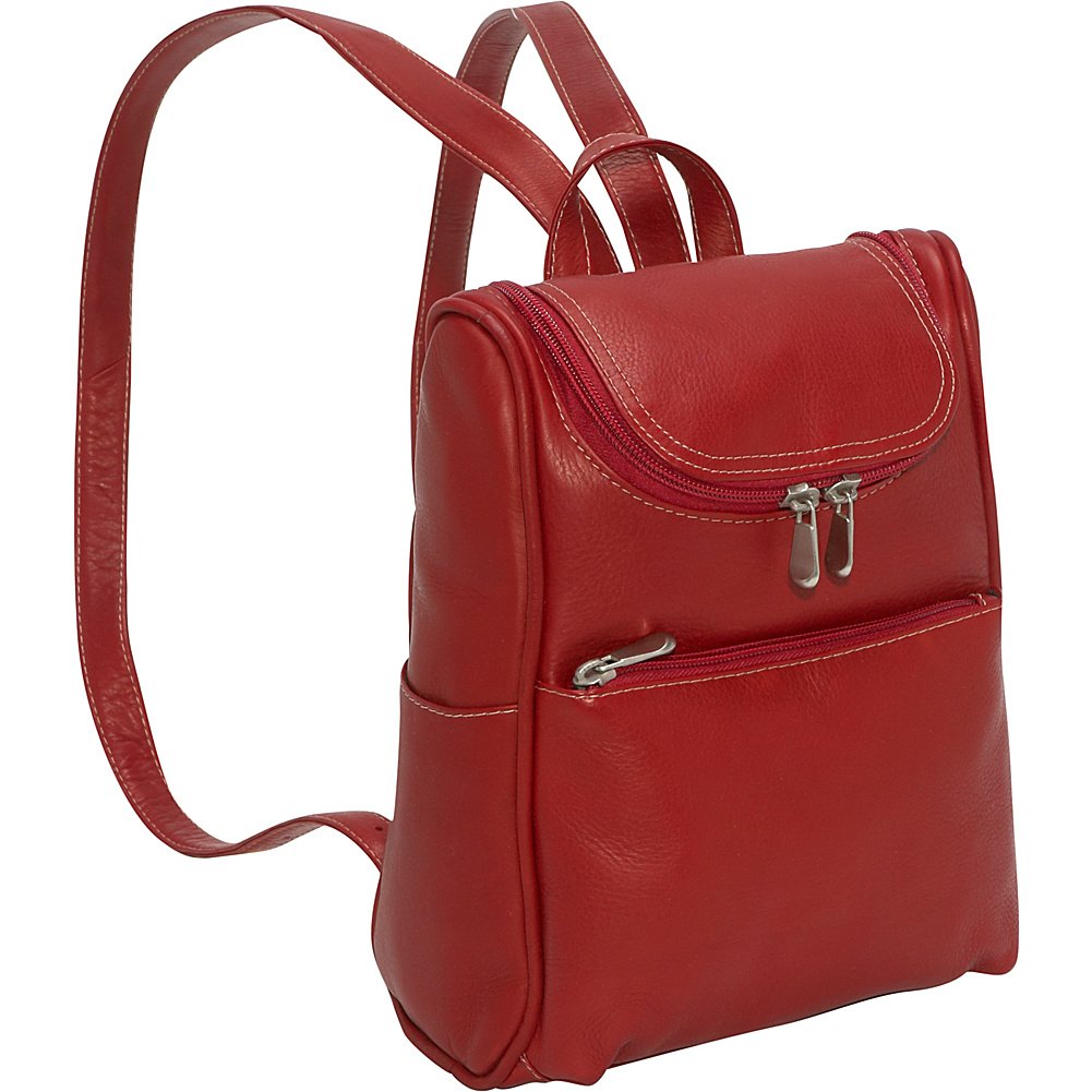Le Donne Genuine Leather Women's Travel Backpack - Stylish & Durable On-The-Go Bag for Work, Commute & College (Red) - Perfect for Business Trips, Daily Use & School Essentials