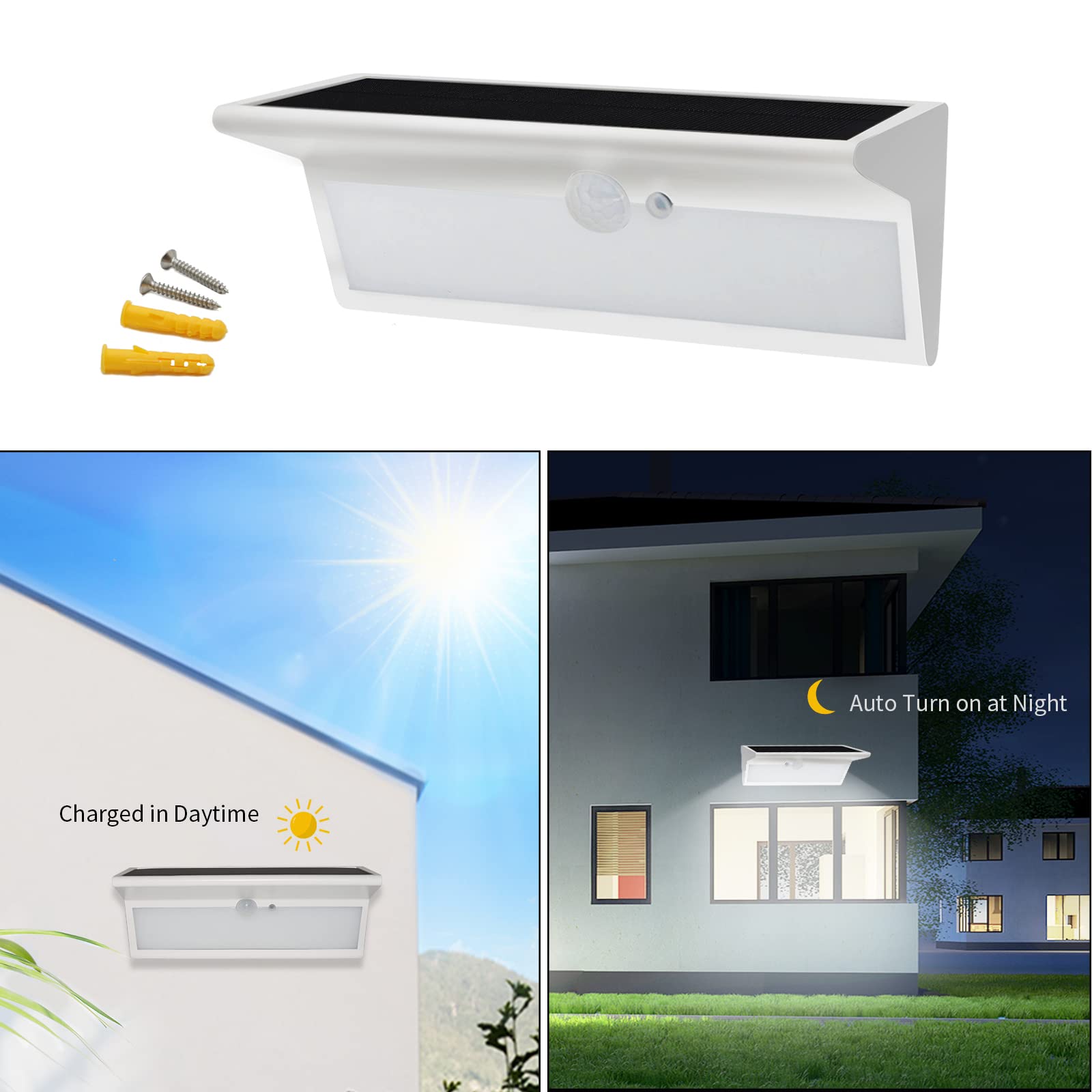 800LM Solar Motion Sensor Lights Outdoor, 3000mAh Rechargeable Battery, 46LED IP65 Waterproof Security Lights with 4 Modes - Perfect for Garden, Deck, Garage, Pathway & Backyard Lighting