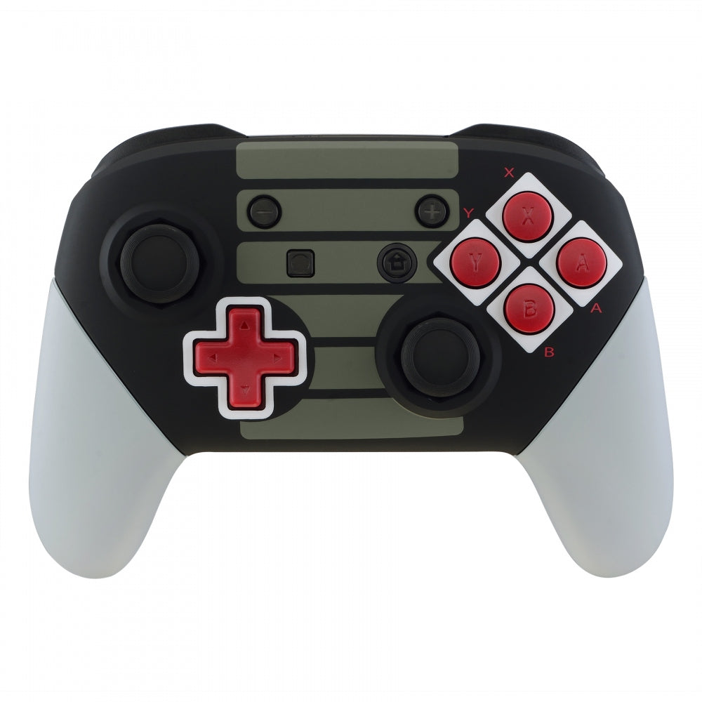 eXtremeRate Octagonal Gated Sticks Replacement Shell Set for Nintendo Switch Pro Controller - Classic NES Style with Red D-Pad & ABXY Buttons (Faceplate, Backplate, Handles) | Perfect for Gaming Enthusiasts & Retro Style Lovers