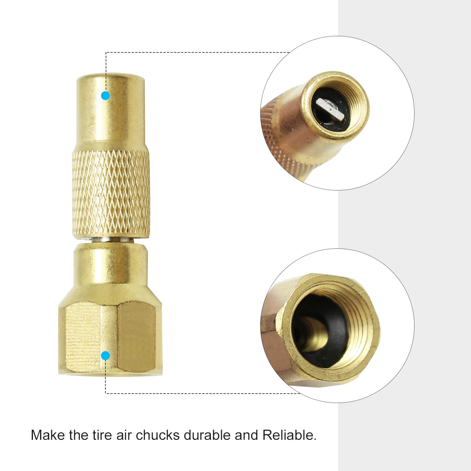 Heavy Duty Twist-On Air Chuck 2-Pack - Compatible with Tire Inflators, Air Compressors & Pressure Gauges - Perfect for Car, Truck, Bike & RV Tire Inflation
