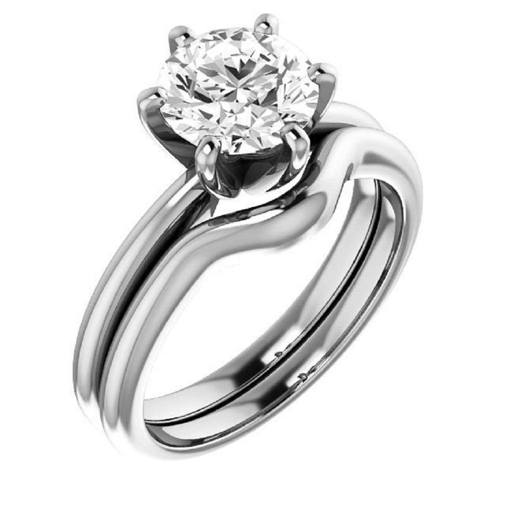 1.00CT Round Cut VVS1 Colorless Moissanite Engagement & Wedding Ring Set in 925 Sterling Silver - Classic Solitaire Bridal Jewelry for Women, Perfect Gift for Anniversaries, Proposals & Special Occasions