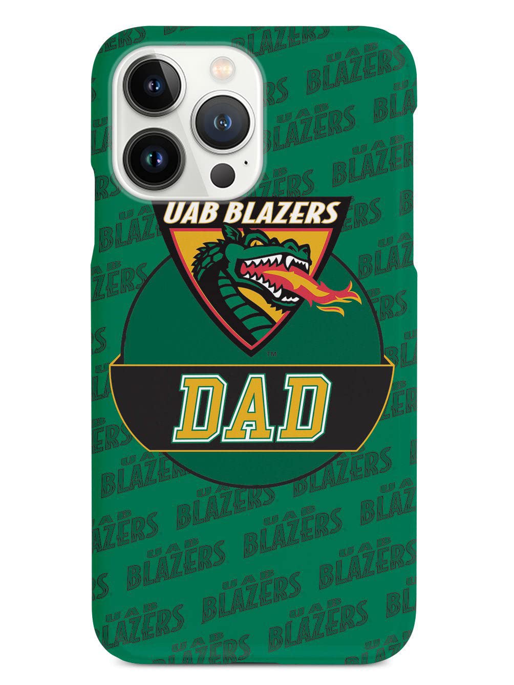 3D Textured iPhone 15 Pro Max Case - Shockproof Rubber Bumper Cover - Protective Phone Case for Apple iPhone 15 Pro Max - College Dad & UAB Blazers Design - Perfect for Daily Use, Work, and School