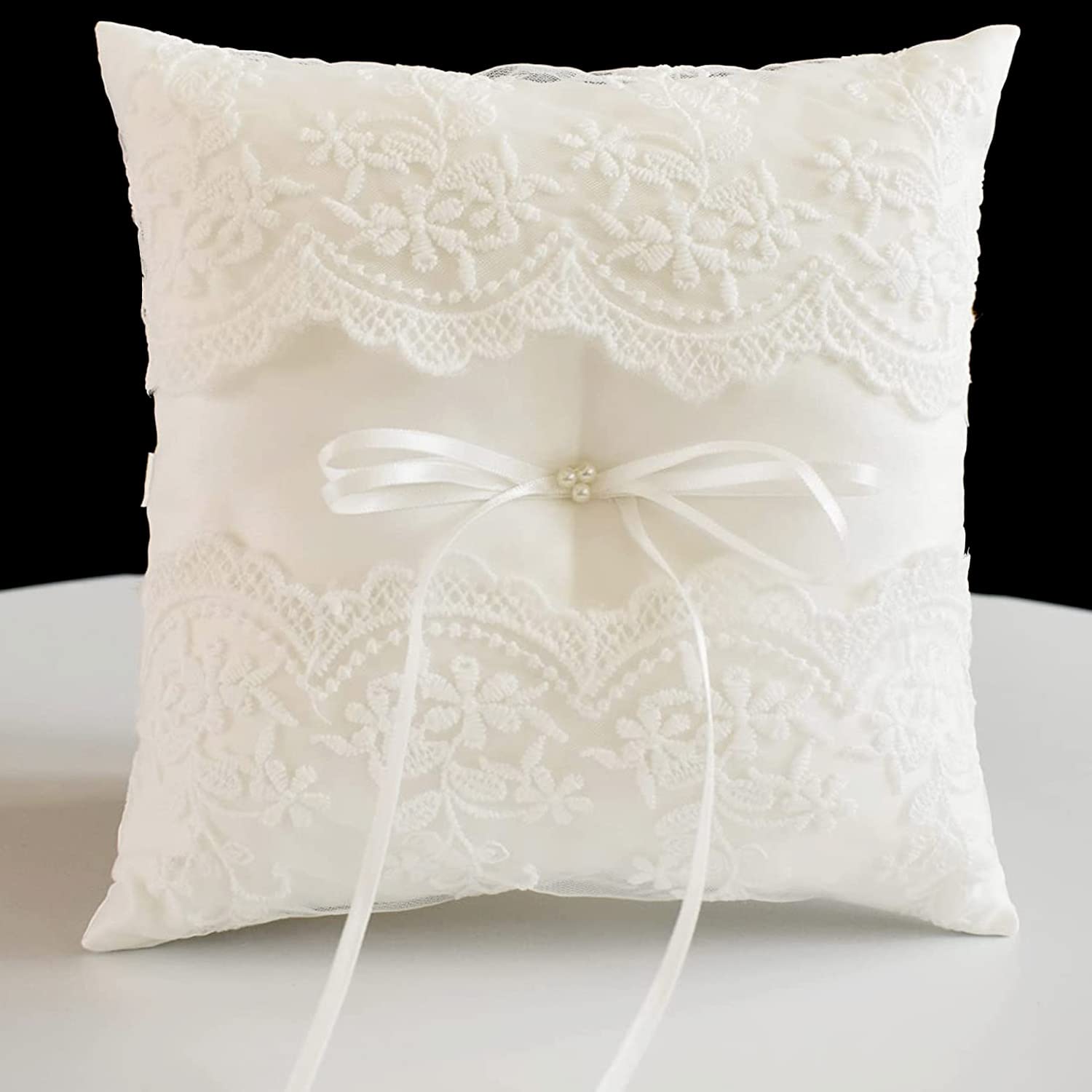 Ivory Lace Wedding Ring Bearer Pillow - Elegant Ring Cushion for Wedding Ceremony, Engagement Party & Vow Renewal | Perfect for Ring Exchange, Bridal Showers & Romantic Proposals