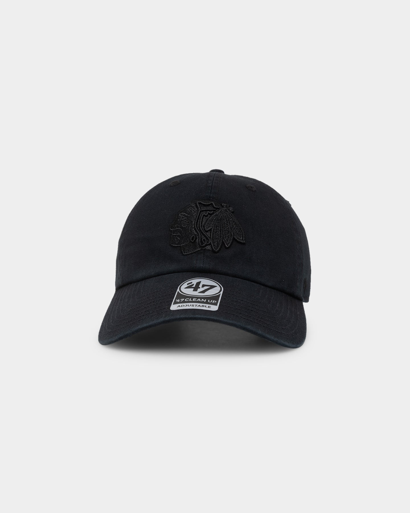 47 Brand Chicago Blackhawks Adjustable Strapback Hat - Black/Black - Officially Licensed NHL Cap for Men & Women - Perfect for Game Day, Casual Wear & Sports Fans