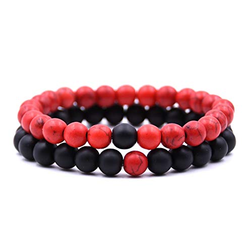 2 PCS Natural Stone Agate Beaded Stretch Bracelet for Women & Men - Anxiety Relief, Boho Style Jewelry for Daily Wear, Meditation & Gifts
