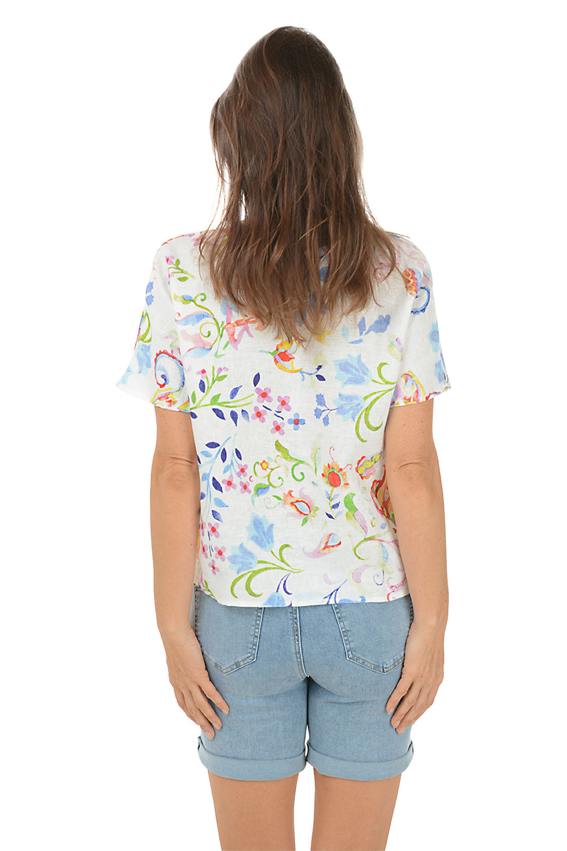 Floral Utopia Women's Linen Blouse - Elegant Summer Top for Casual Wear, Office & Date Night Outfits