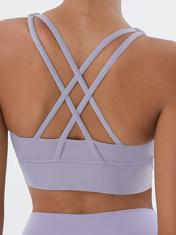 ZASUWA Women's U Neck Cross Back Quick Dry Seamless Sports Bra - Perfect for Yoga, Running & Gym Workouts