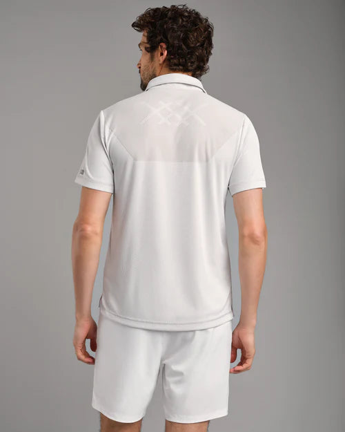 Rhone Men's Cross Court Polo Shirt - Breathable Performance Golf & Tennis Shirt in Bright White/Sleet Gray - Perfect for Workouts, Casual Wear & Outdoor Activities