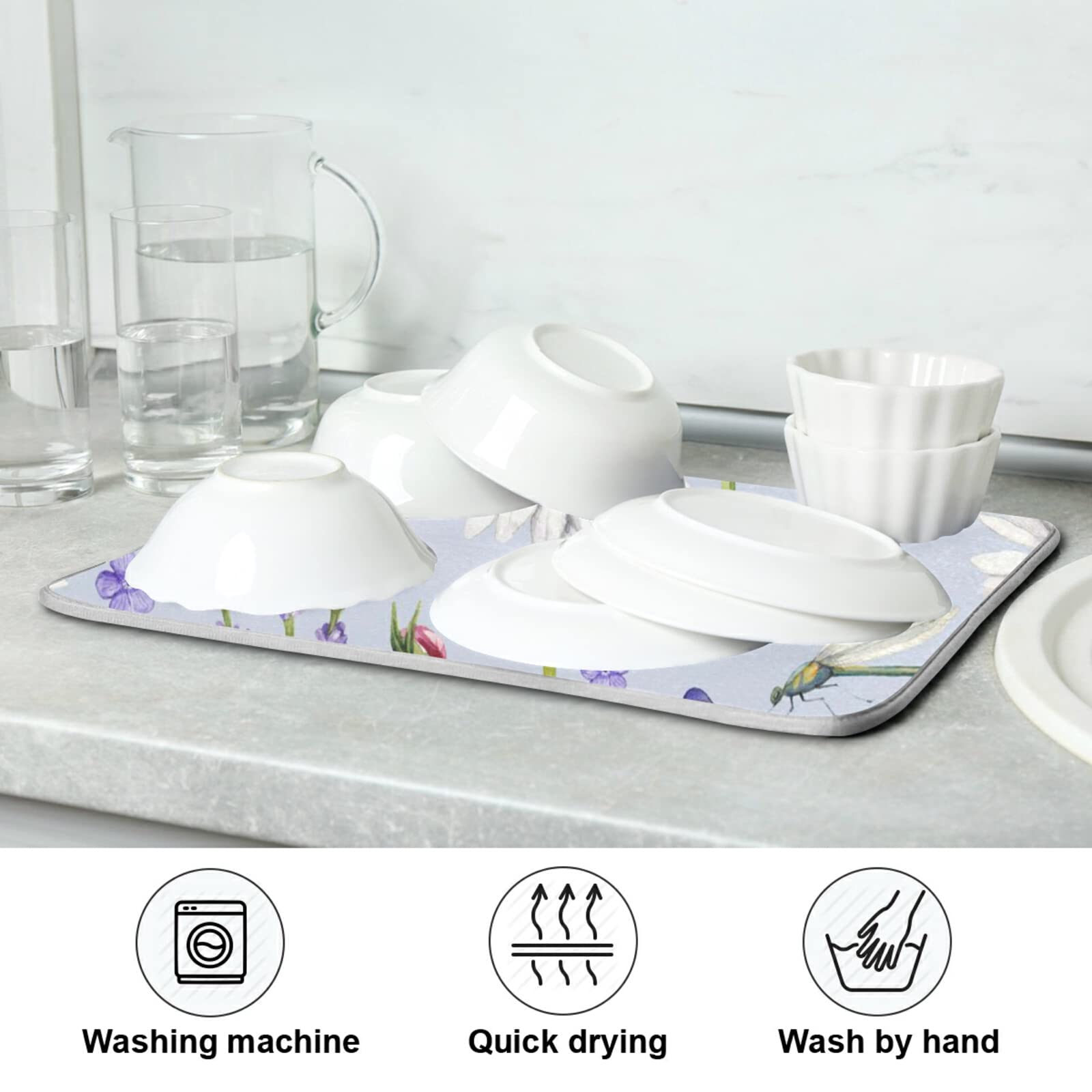 Large Microfiber Dish Drying Mat 24x18