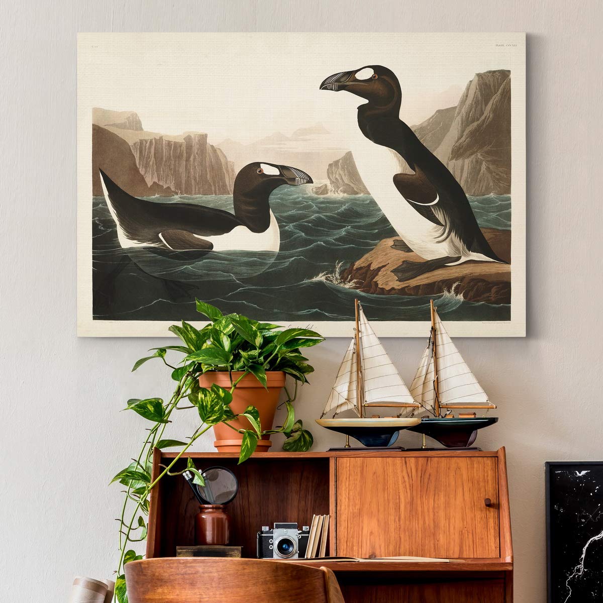 John James Audubon Great Auk Premium Canvas Wall Art - Vibrant Classic Bird Painting - 32x48 Inch Gallery Wrapped Ready-to-Hang Decor - Made in USA - Perfect for Living Room, Office or Nature-Themed Interior Design