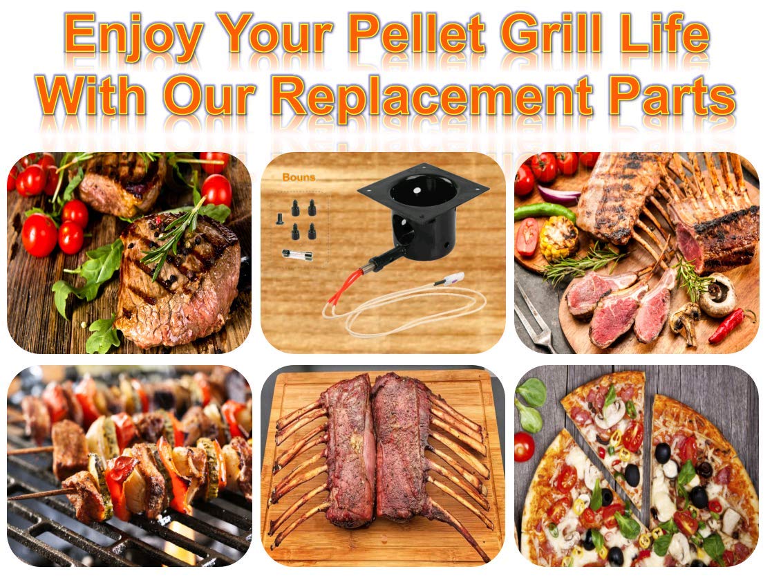 Heavy Duty Black Enamel Fire Pot & Hot Rod Ignitor Kit Replacement Parts for Traeger, Pit Boss & Camp Chef Pellet Grills | Durable BBQ Grill Accessories for Smoking, Grilling & Outdoor Cooking