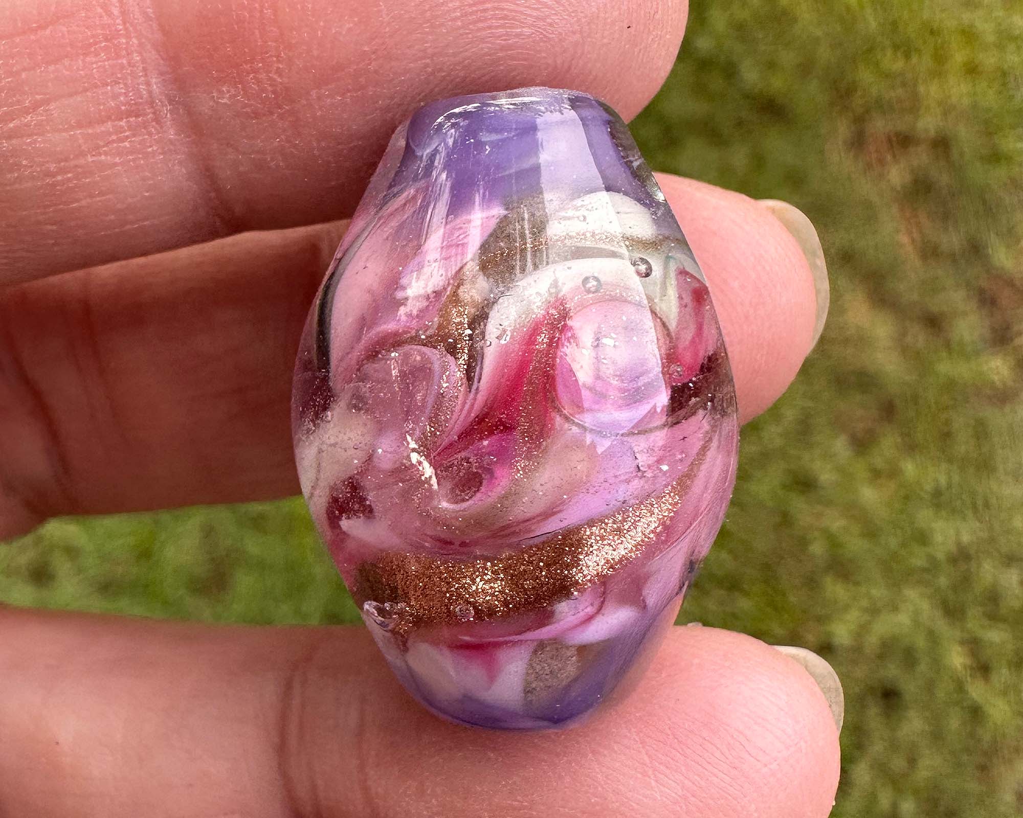 Pink Swirl Dichroic Glass Lampwork Focal Bead for Jewelry Making - Handmade SRA Artisan Bead for Necklaces, Bracelets, and DIY Craft Projects