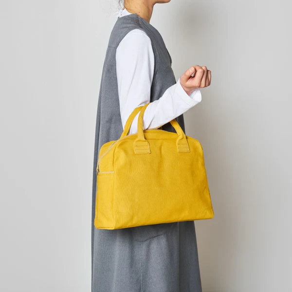 Kurashiki Hampu Canvas Briefcase - Small Size Mustard Yellow - Stylish & Durable Work Bag for Office, Business, and Travel