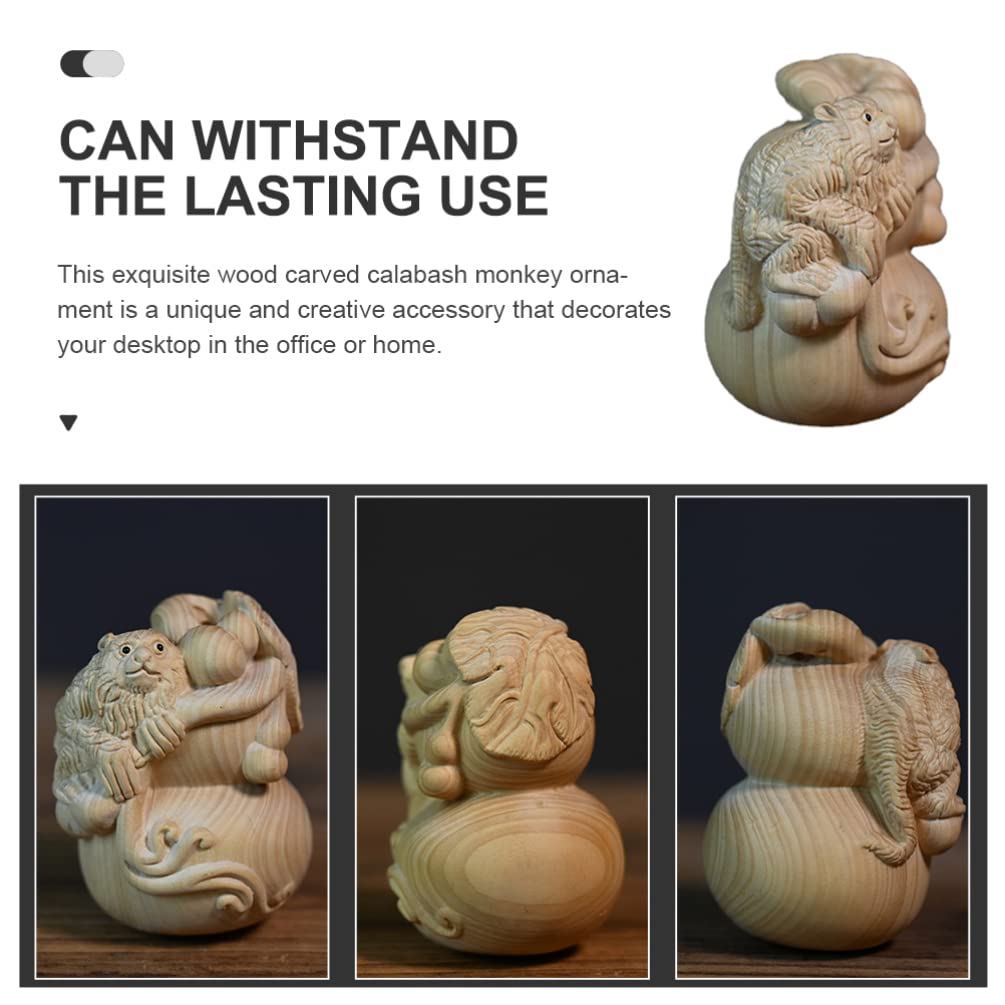 Exquisite Hand-Carved Wooden Monkey Figurine - Chinese Boxwood Home & Office Decor, Desktop Ornament, Gift for Collectors - Perfect for Feng Shui, Bookshelf Display, and Asian-Inspired Interior Design