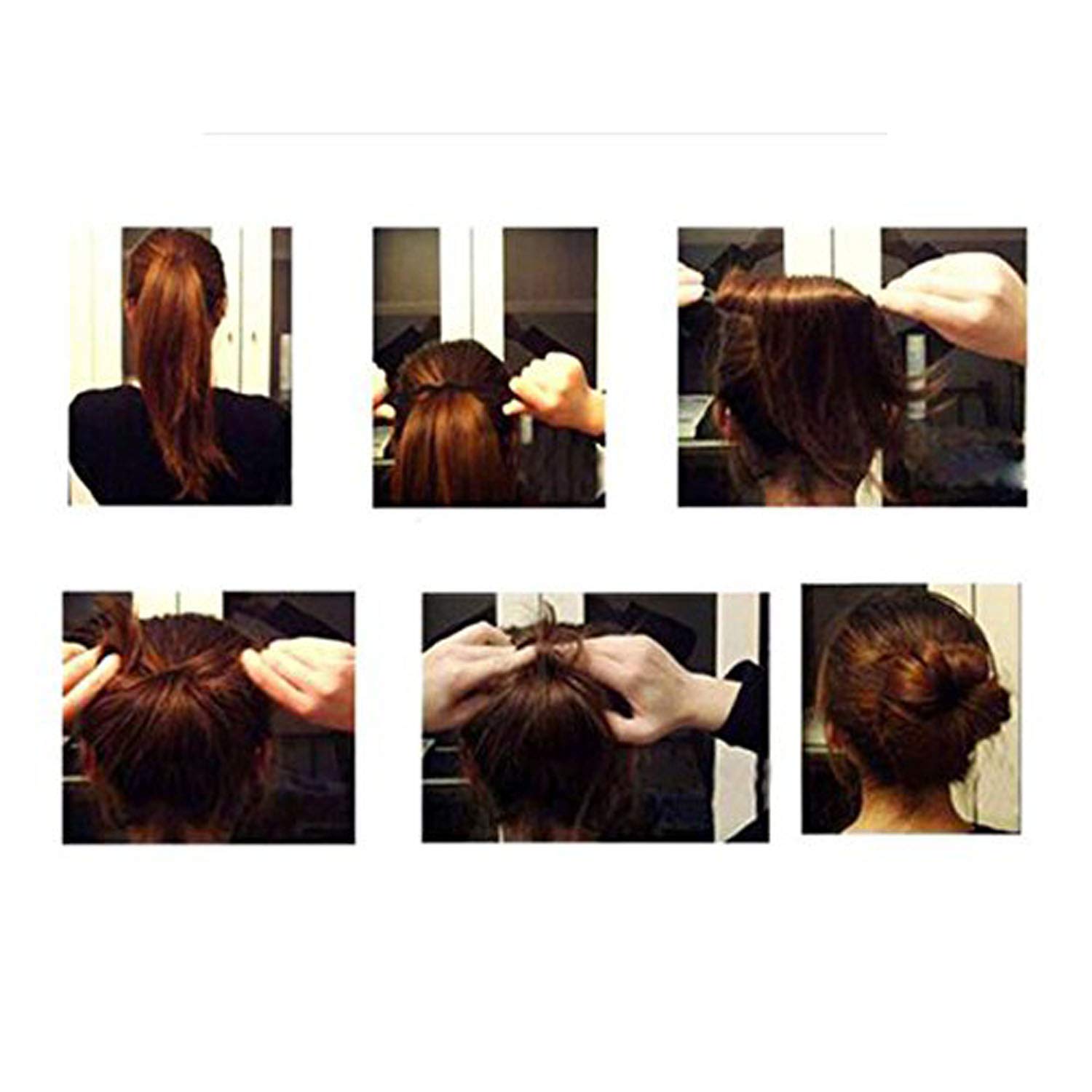 GuruEmbellish Set of 2 Small/Medium Hair Bun Makers - Black Hair Styling Clips for Women & Girls | Perfect for Updos, Ponytails & Everyday Hairstyles