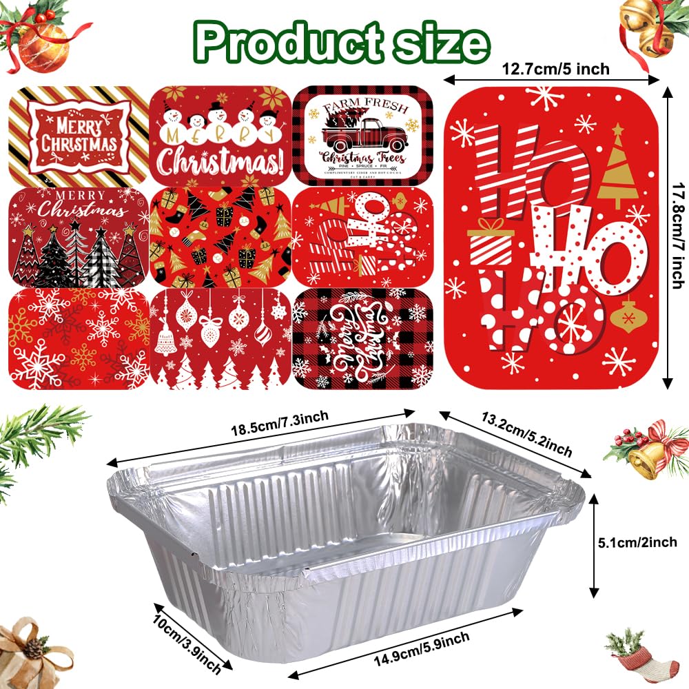 36-Piece Christmas Aluminum Food Storage Containers with Lids - 9 Festive Holiday Designs | Disposable Cookie Tins & Leftover Pans for Christmas Parties, Gift Giving & Winter Holiday Celebrations (Style A) - Perfect for Holiday Baking, Cookie Exchanges & Festive Food Storage