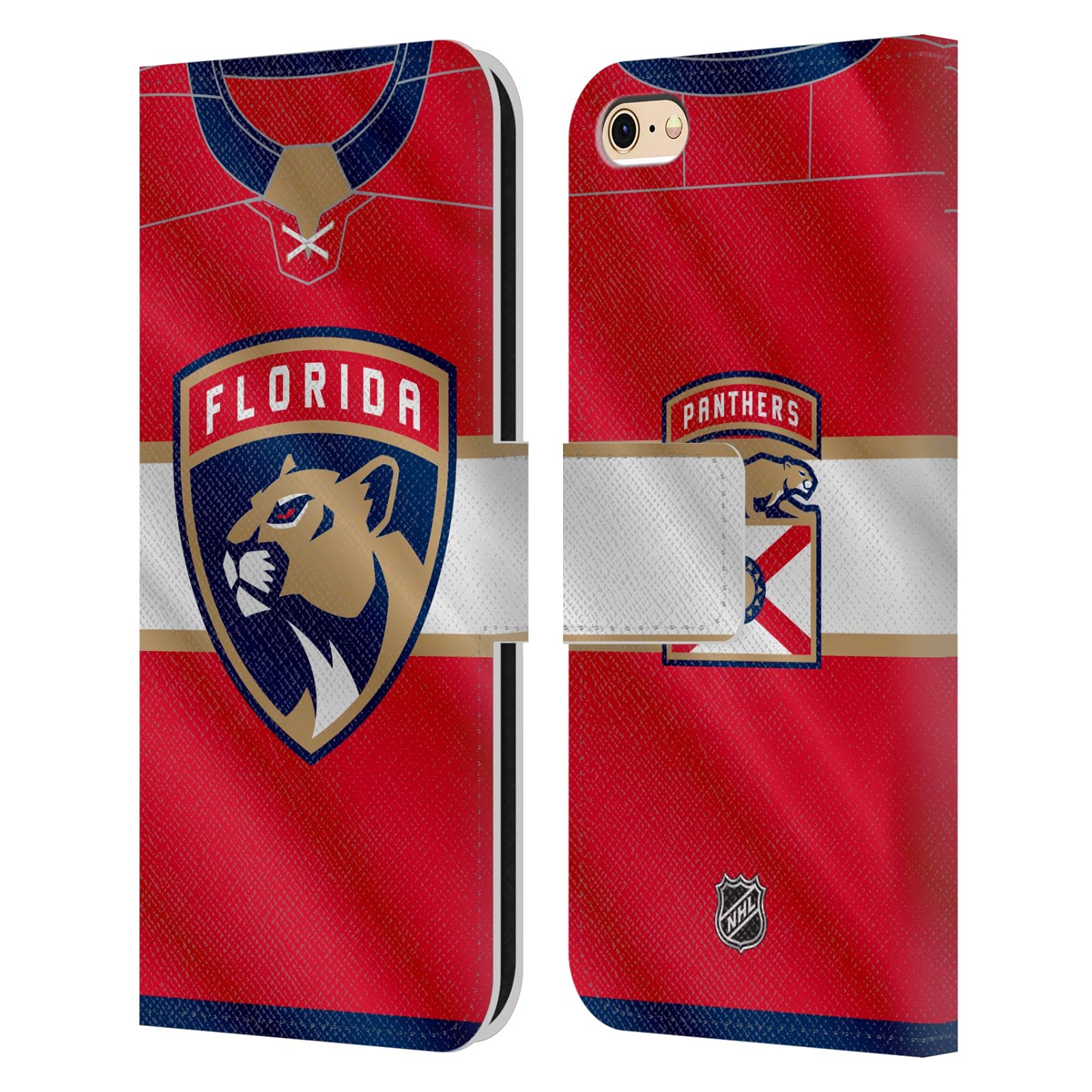 Official NHL Florida Panthers Leather Wallet Phone Case - Compatible with Apple iPhone 6/6s | Stylish Protective Cover for Hockey Fans | Perfect for Games, Travel & Everyday Use