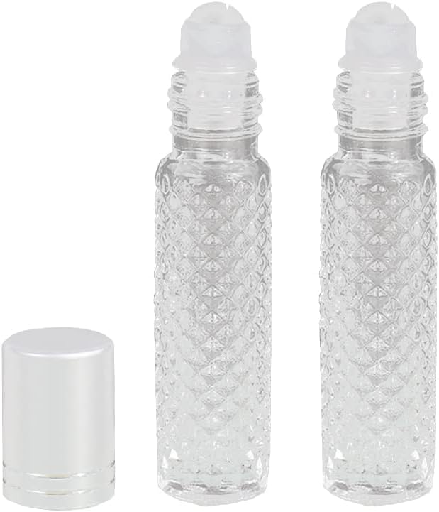 6 Pcs 10ml Clear Glass Essential Oil Roller Bottles - Refillable Roll On Bottles for Aromatherapy, Perfume & DIY Blends | Compact Travel Size for Home, Office & On-The-Go Use