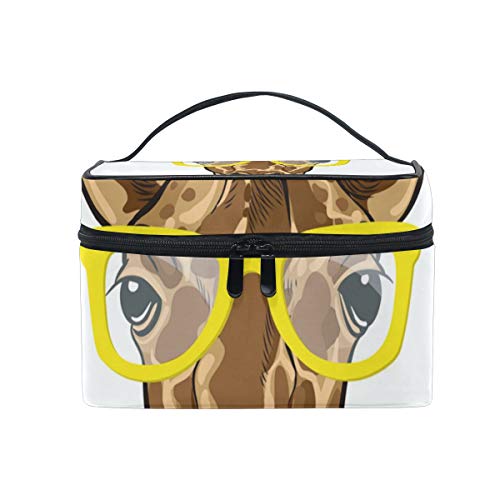 Hengpai Giraffe Print Glasses Scarf & Cosmetic Bag - Travel Makeup Train Case Storage Organizer for Women | Perfect for Travel, Gym, Home & Office Organization