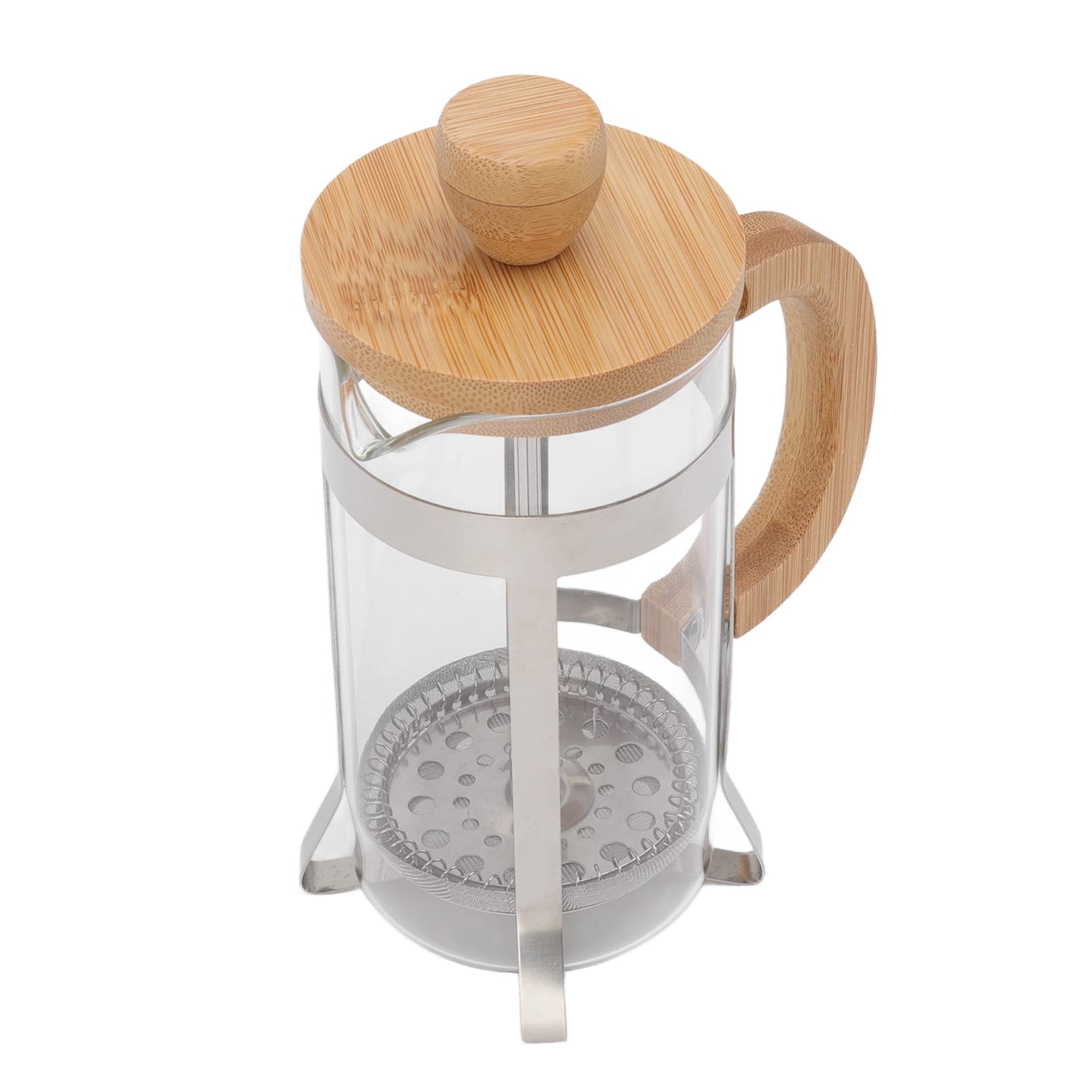 Retro French Press Coffee Maker 350ml - Stainless Steel & Bamboo Lid, Durable & Stylish for Home, Office, Camping - Perfect for Fresh Brewed Coffee Lovers