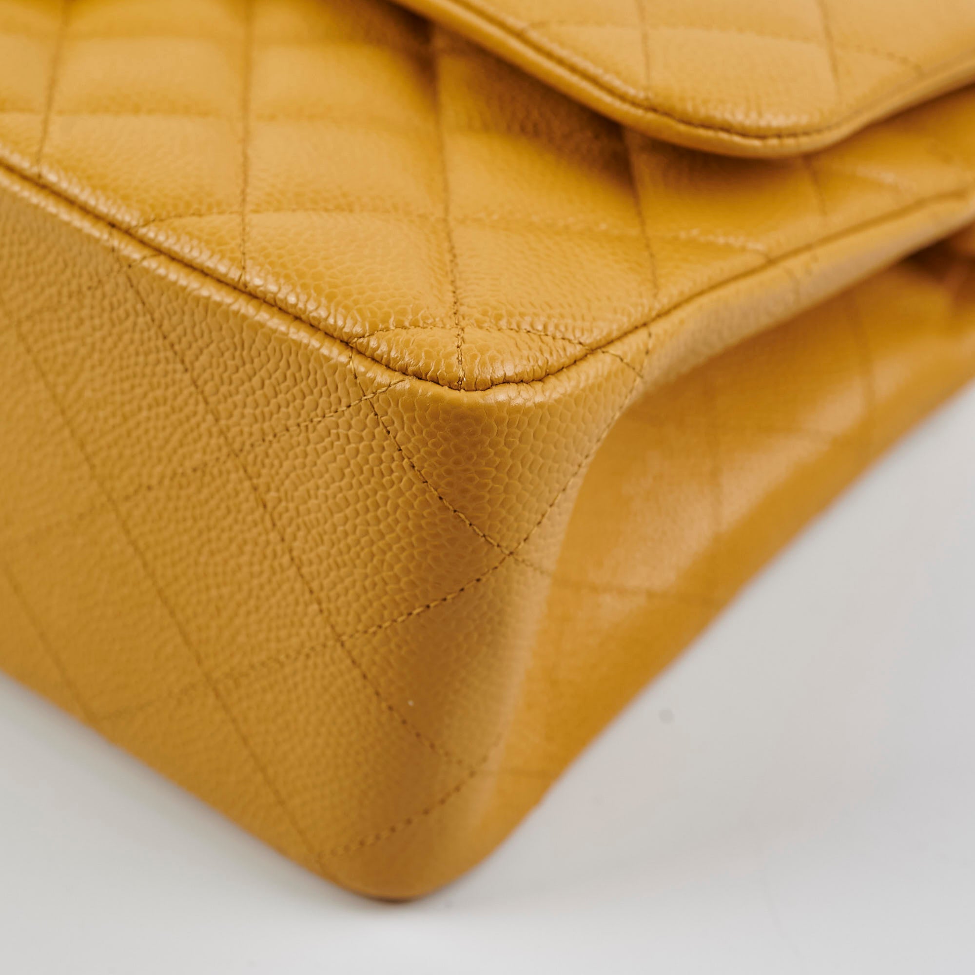 Chanel Classic Jumbo Flap Bag in Caviar Leather Yellow - 21 Series | Luxury Designer Handbag for Women, Perfect for Parties, Work & Everyday Use