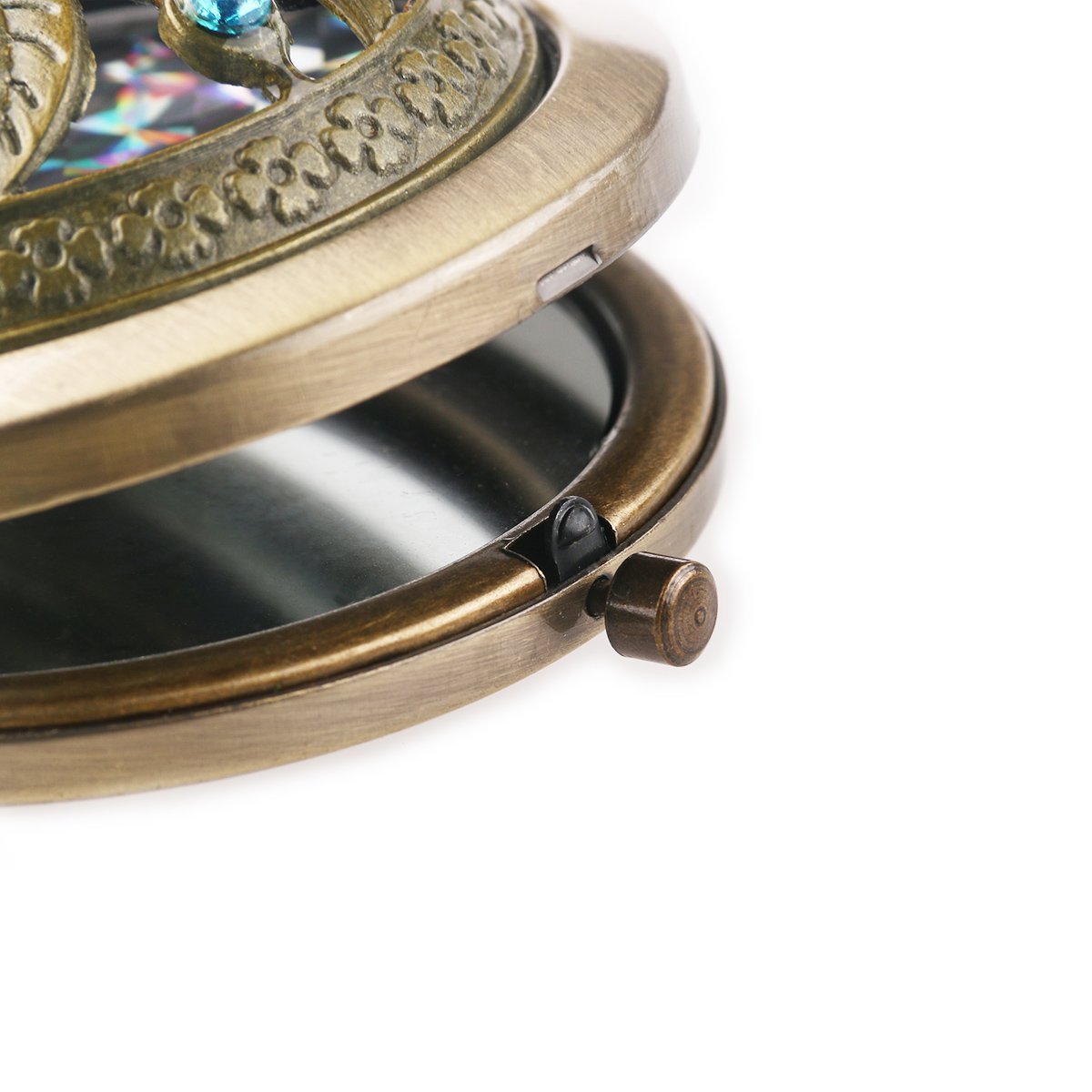 Antique Metal Double Sided Compact Mirror for Travel & Purse - Small Folding Pocket Makeup Mirror for Handbag, Cosmetic Touch Ups - Perfect for On-the-Go, Office, Travel & Daily Makeup Retouching (Random Style, Pack of 1)