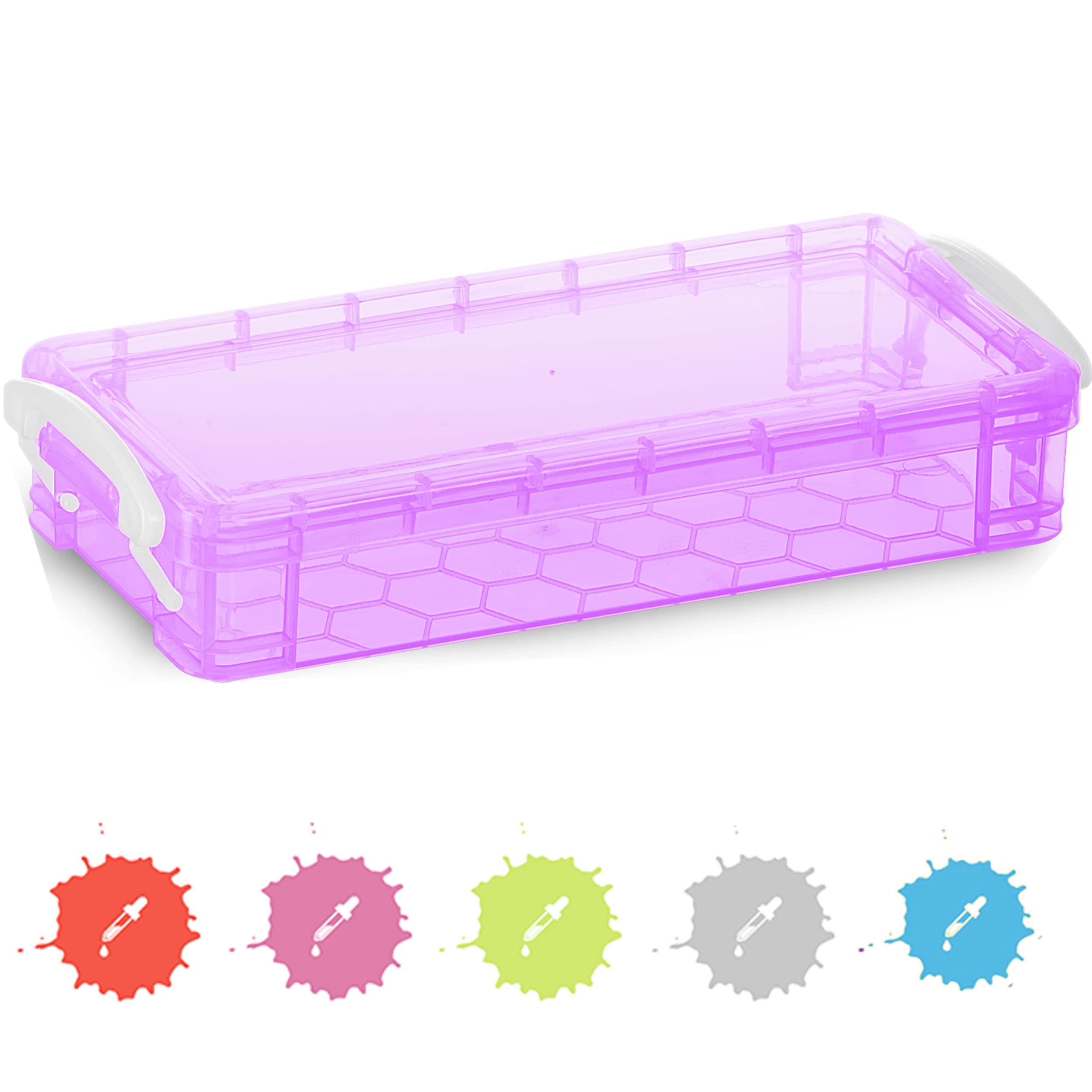 Enday Plastic Stackable Pencil Case - Large Capacity School & Office Supplies Organizer (Purple, Blue, Grey, Pink, Red, Green) - 80 Pack | Perfect for Students, Teachers & Office Workers