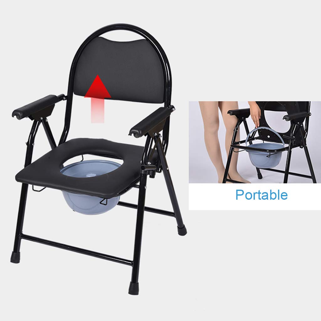 Foldable Commode Chair with Safety Frame - Adjustable Height Medical Toilet Seat for Elderly, Disabled & Pregnant - Portable Bedside Shower Bathroom Chair for Home Care Use - Ideal for Post-Surgery Recovery & Mobility Assistance
