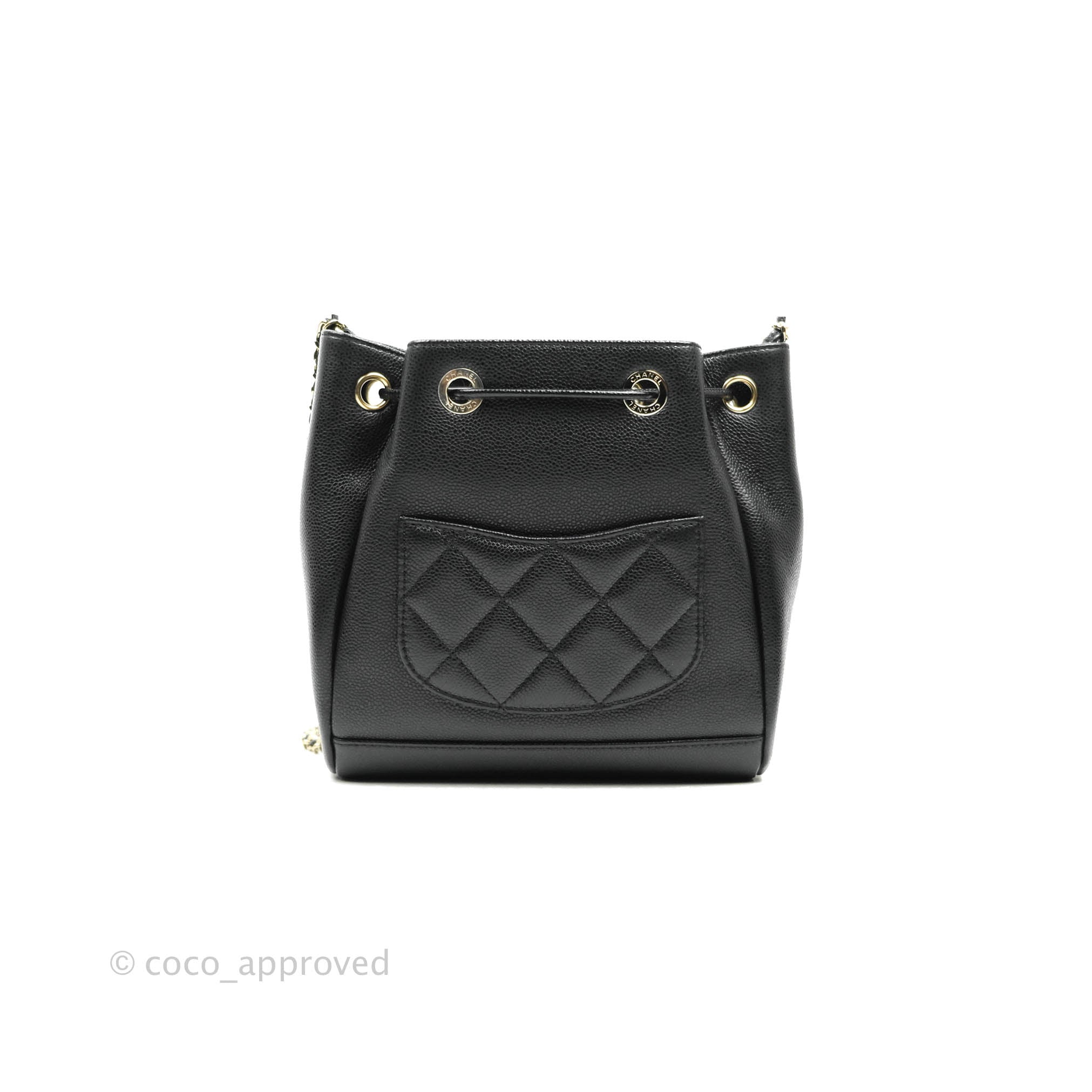 Chanel Business Affinity Drawstring Bucket Bag in Black Caviar Leather with Gold Hardware - Perfect for Work, Travel & Everyday Luxury