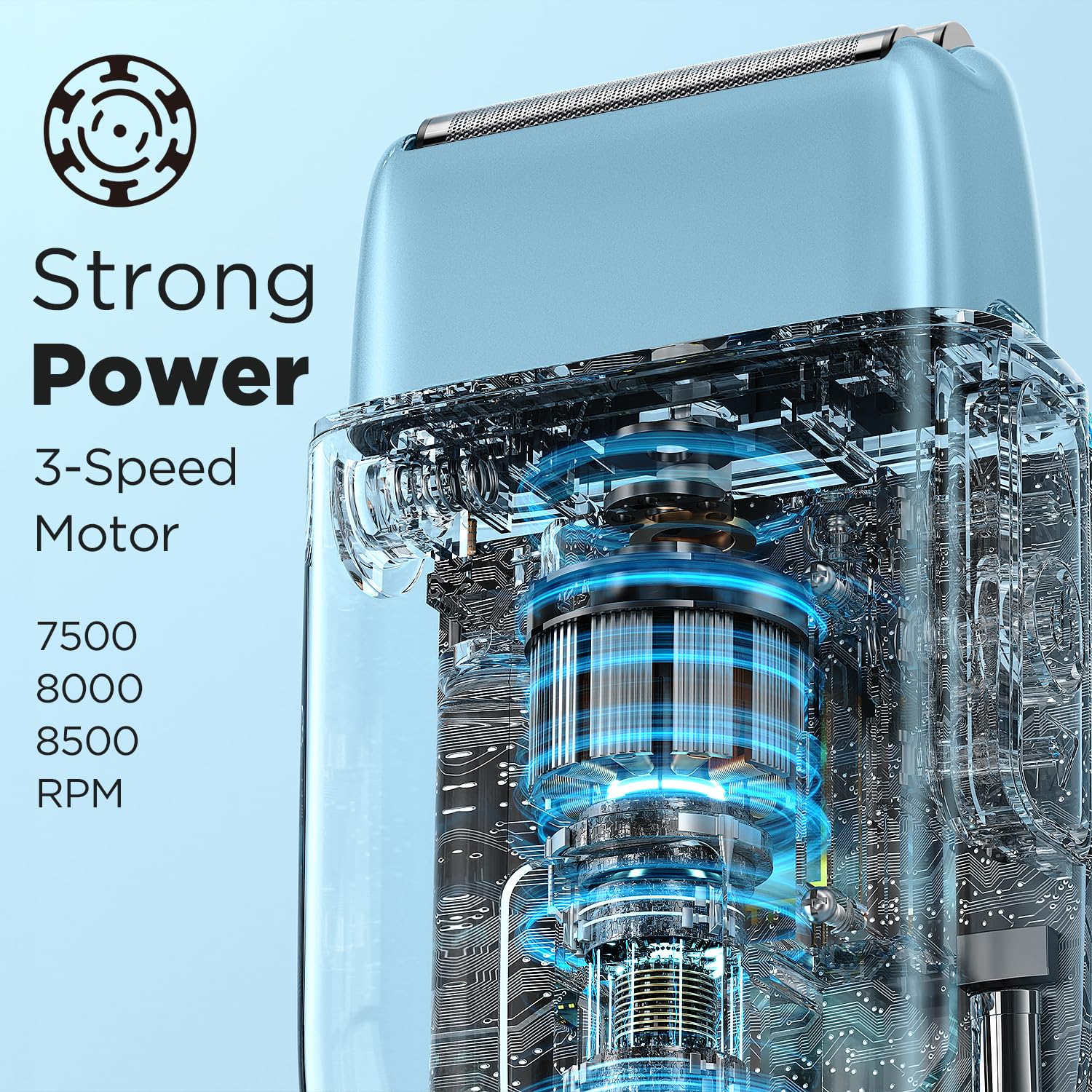 Upgraded 3-Speed Electric Razor for Men - IPX7 Waterproof Wet/Dry Shaver with Double Floating Blades & LED Display - USB Rechargeable Electric Foil Shaver for Smooth Shaving at Home or Travel